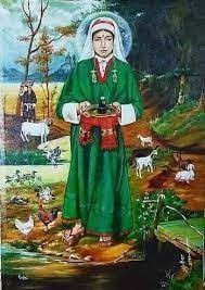 Artistic representation of Lal Ded, symbol of spiritual unity in Kashmir 