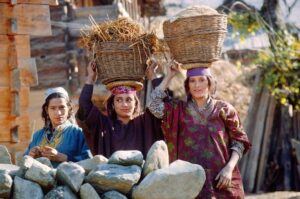 Kashmiri Women with Baskets rural lifestyle and daily chores