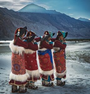 Ladakhi Women in Traditional Dress cultural attire of Ladakh