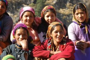 Pahari Women Group community portrait in colorful attire